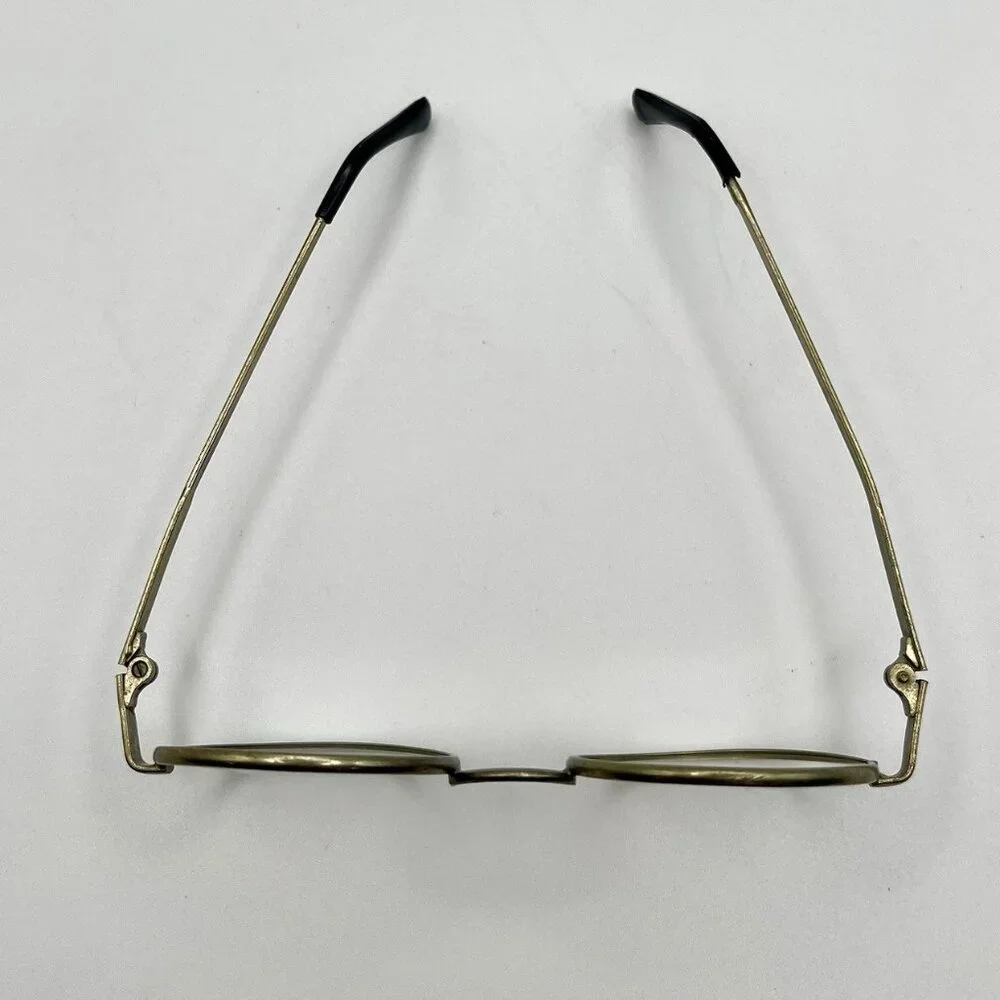 Vintage 70s Brass Round Eyeglasses Retro Wire Frame Toy Doll Kids Costume